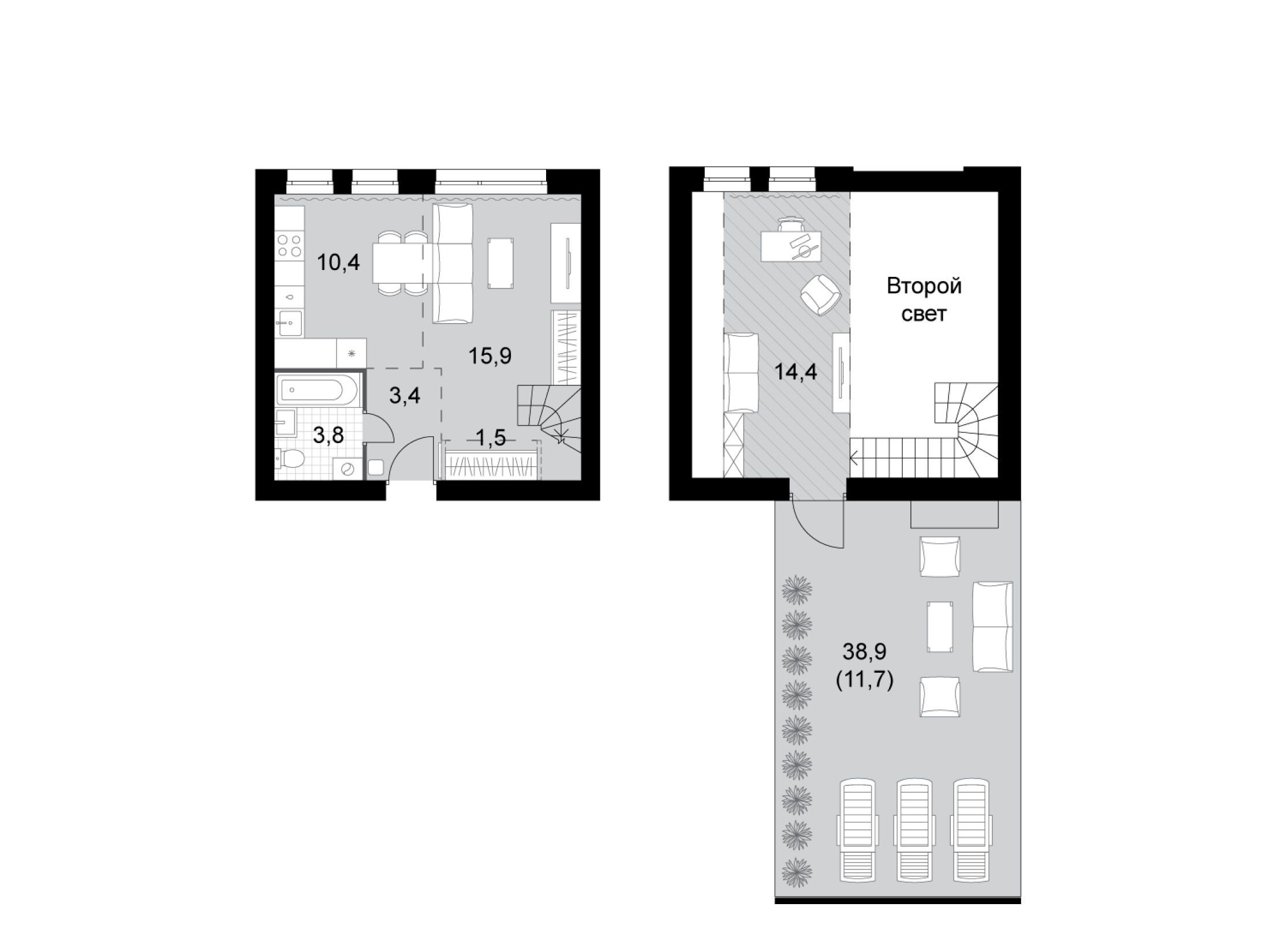Планировка: 2-комн. квартира 61.10 м² в новостройке Дубровицы клаб
