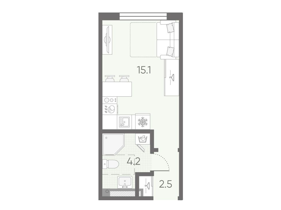Планировка: Студия 21.80 м² в новостройке Пулково Лайк