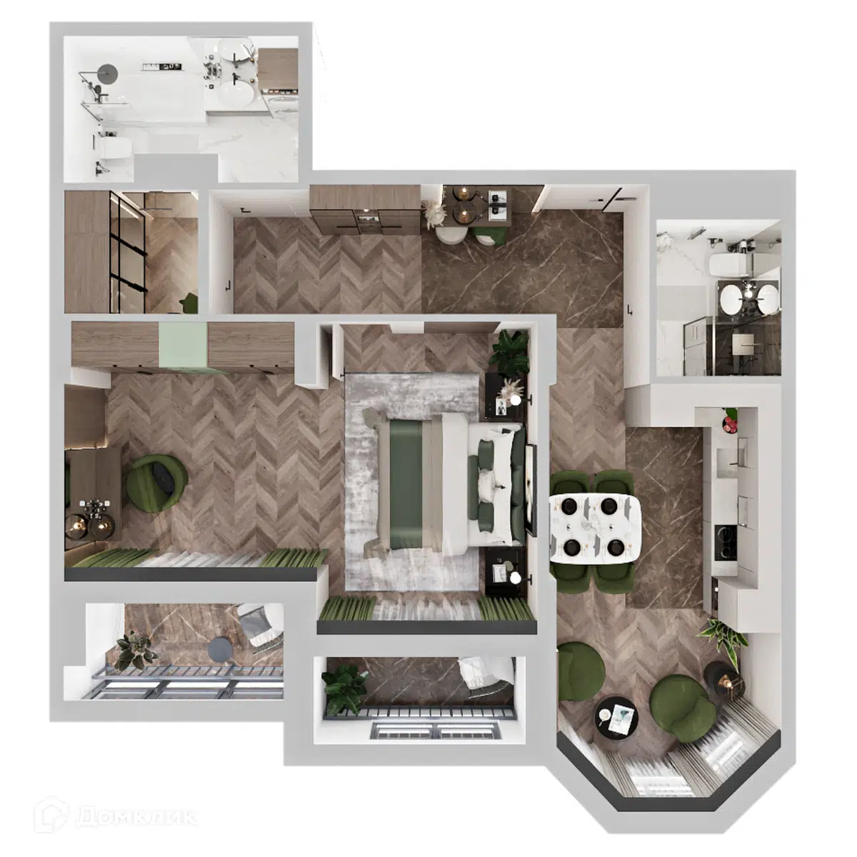 Планировка: 1-комн. квартира 71.00 м² в новостройке Клубный дом на Пушкина