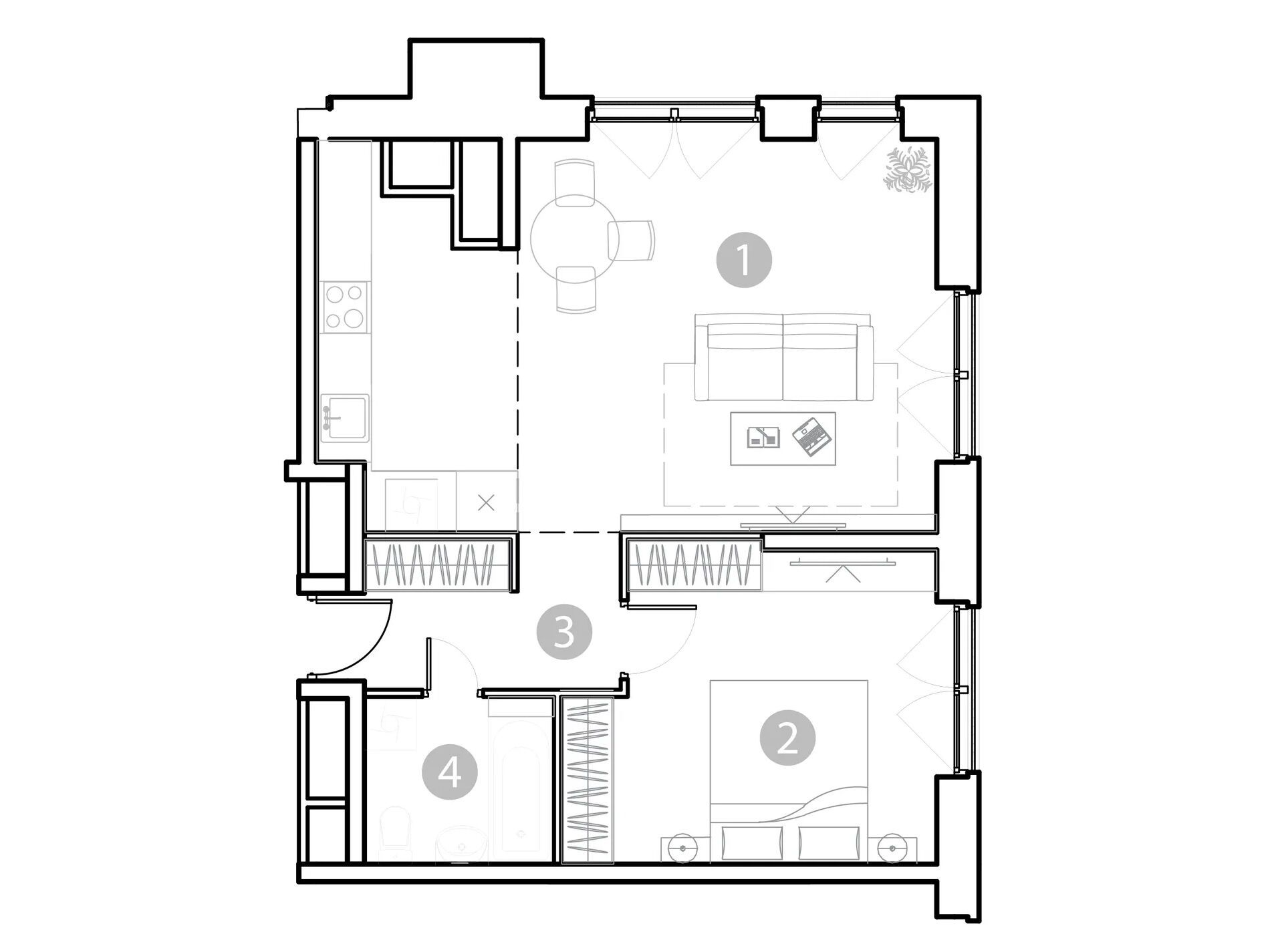 Планировка: 2-комн. квартира 55.65 м² в новостройке Эвопарк Сокольники