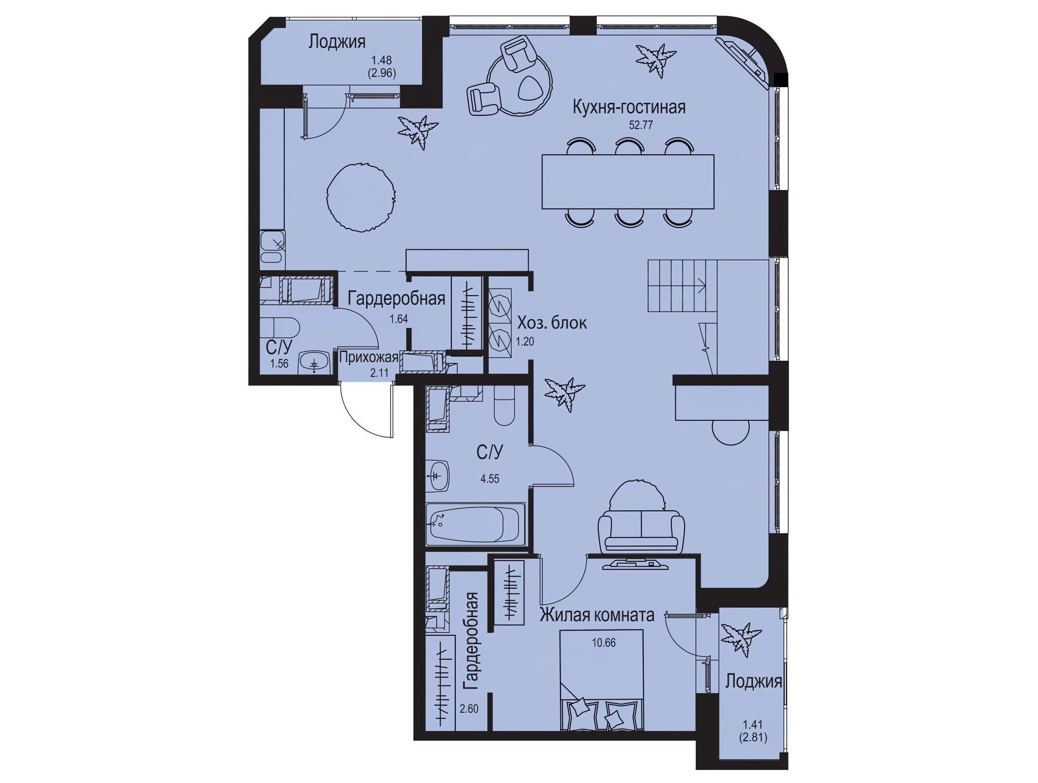 Планировка: 2-комн. квартира 100.92 м² в новостройке Айди Кудрово 2
