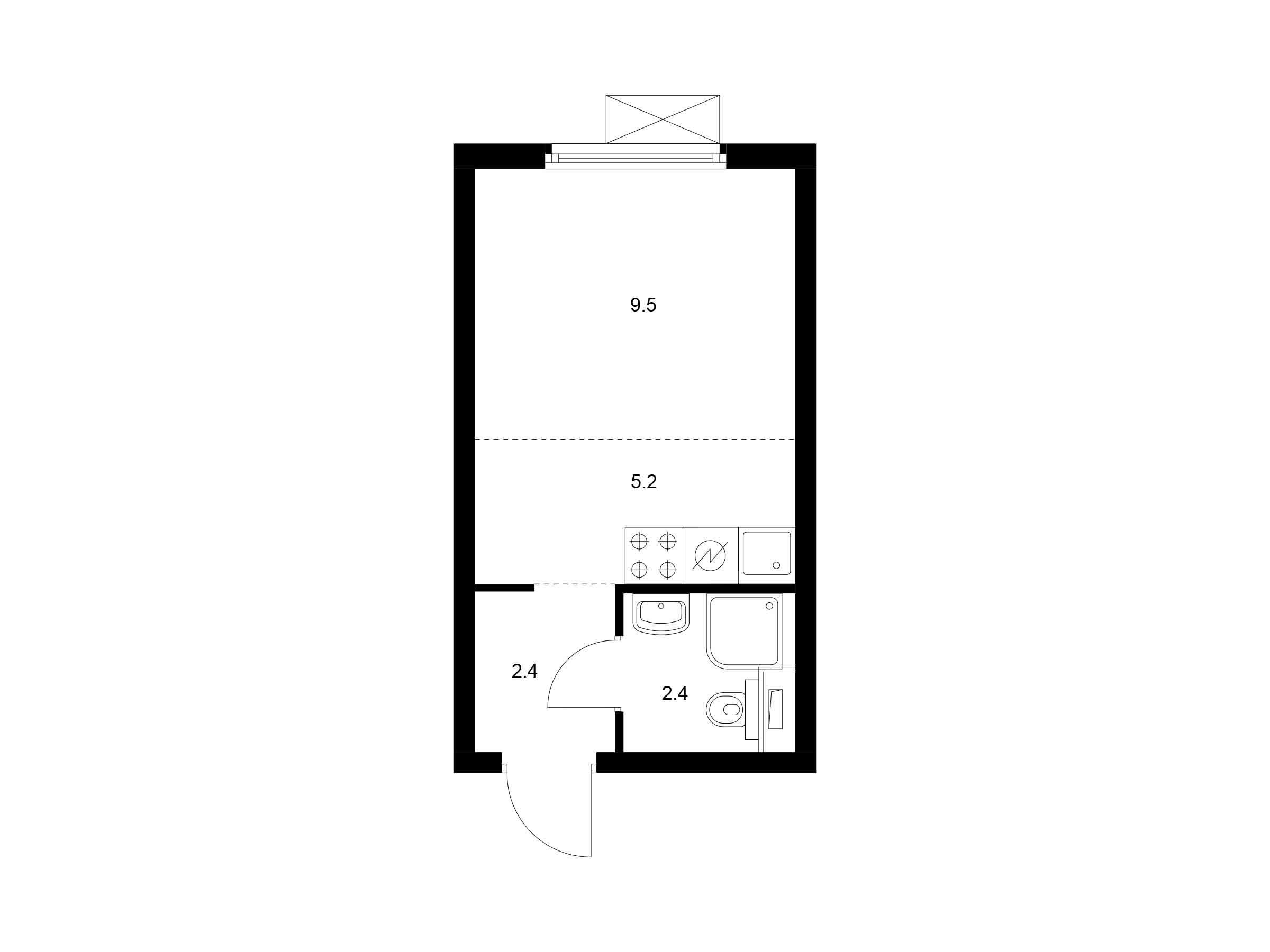 Планировка: Студия 19.50 м² в новостройке ЖК Первый Дубровский