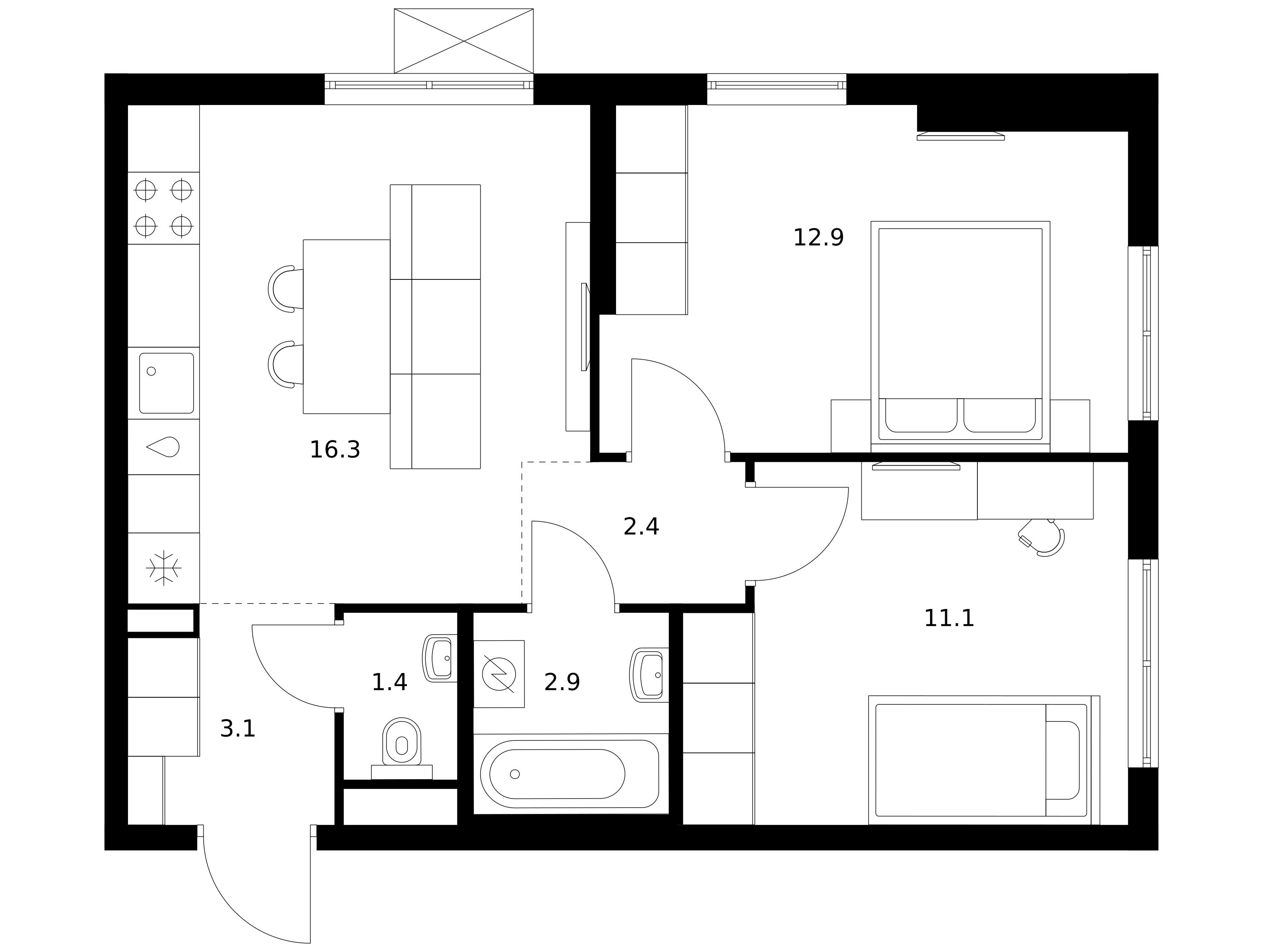 Планировка: 2-комн. квартира 50.10 м² в новостройке Заречный парк