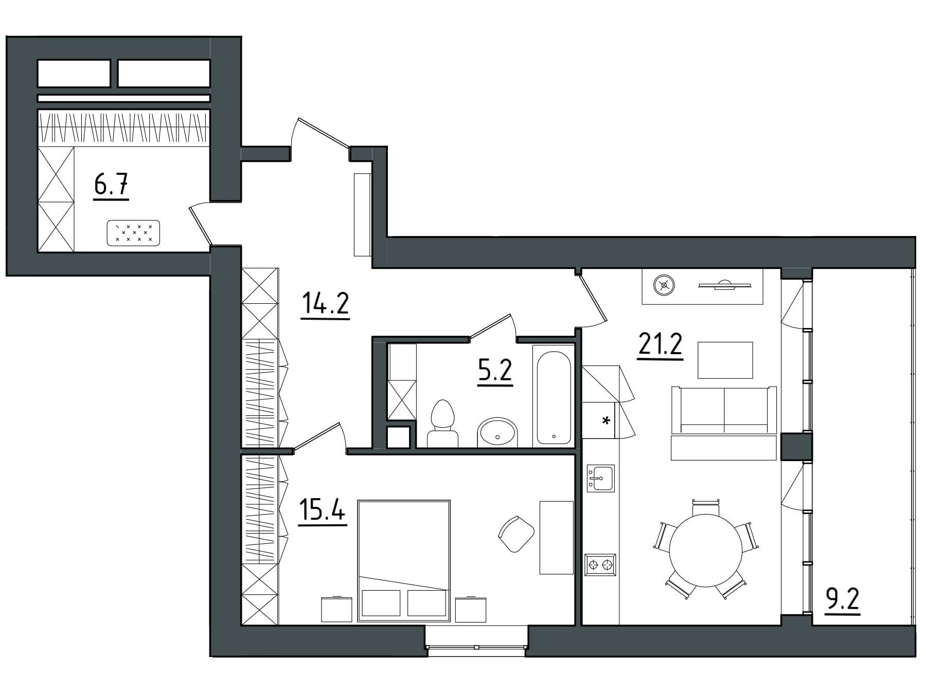 Планировка: 1-комн. квартира 72.00 м² в новостройке Морская Ривьера
