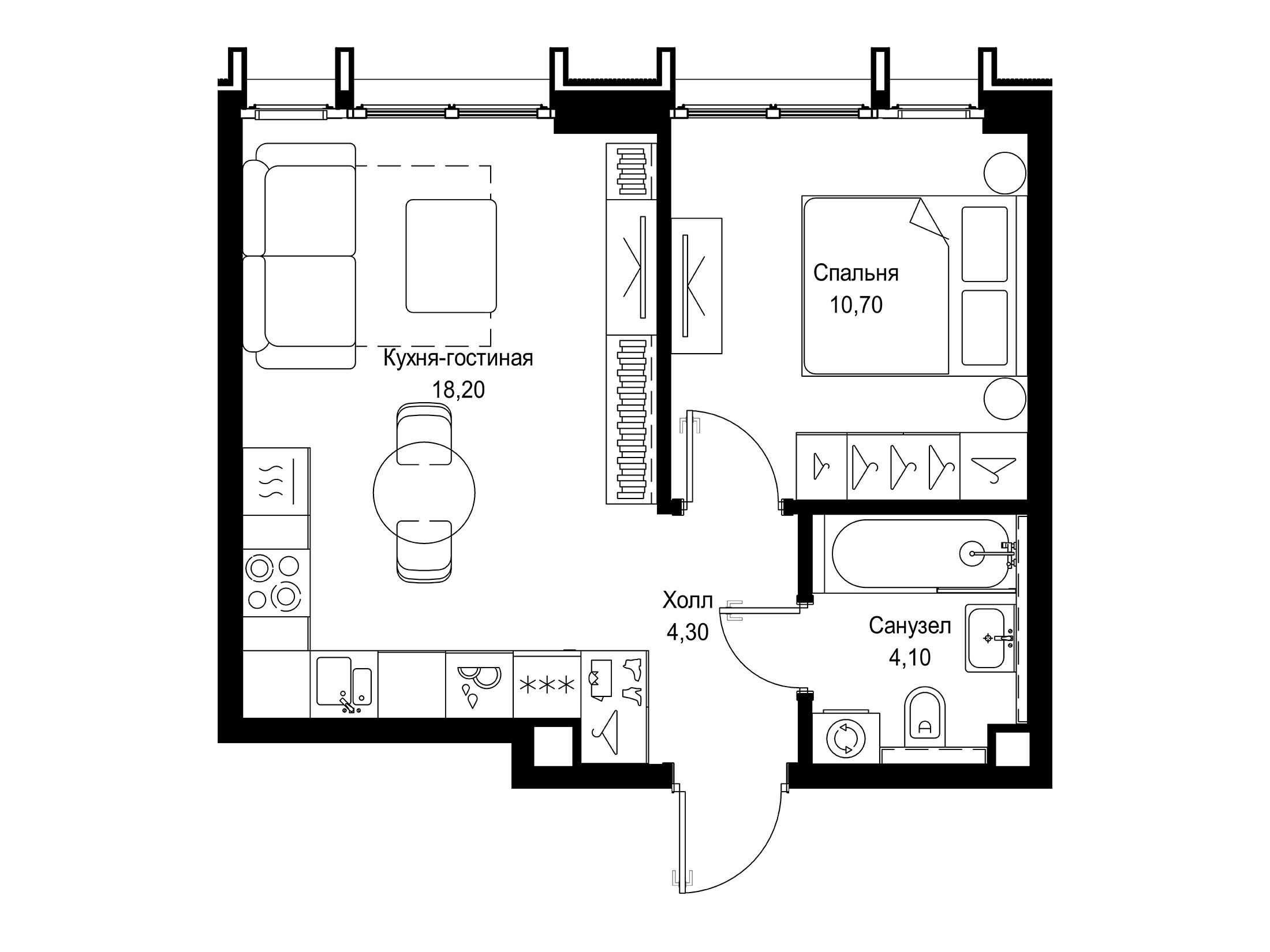 Планировка: 1-комн. квартира 37.30 м² в новостройке Ситидзен