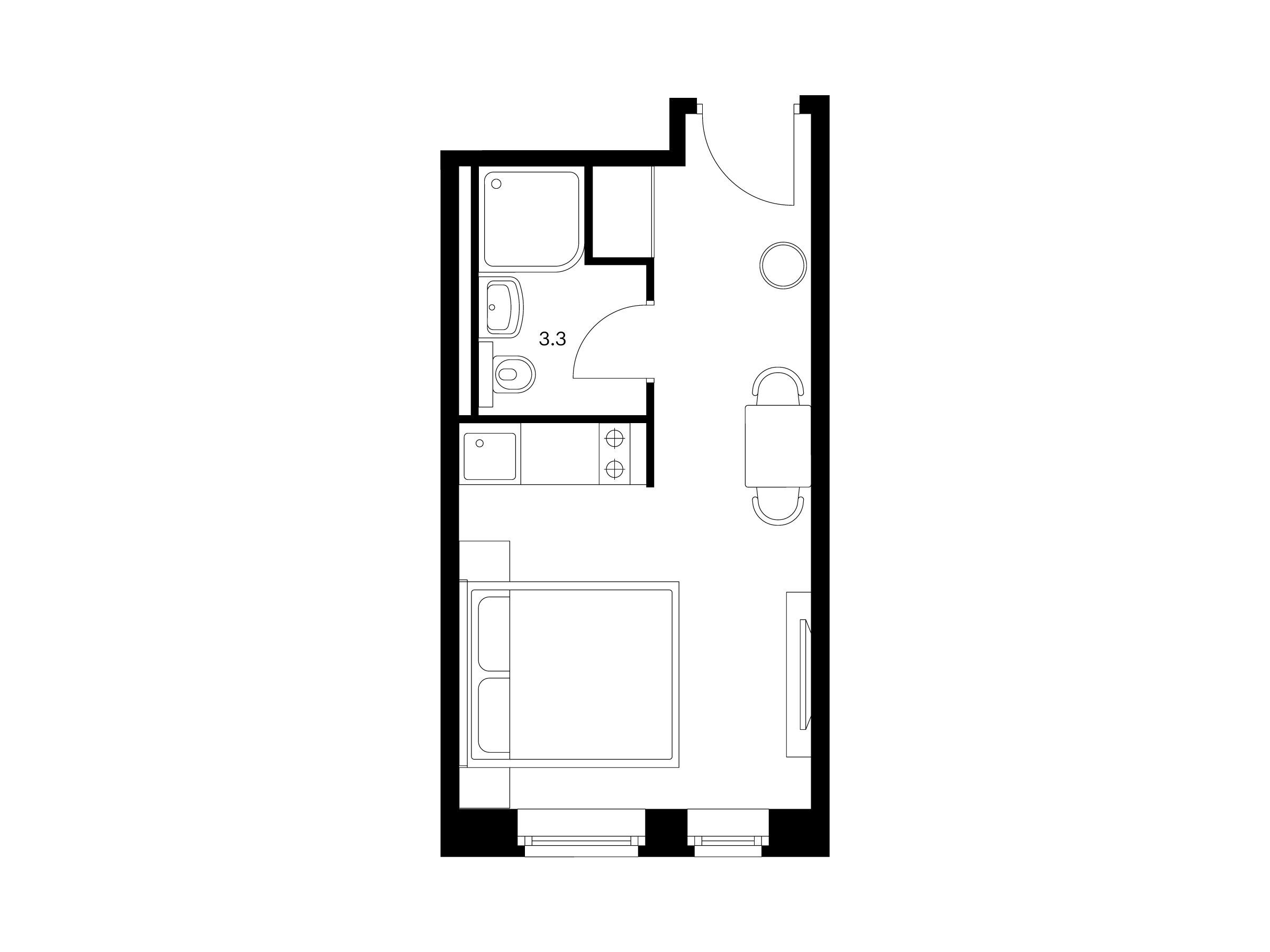Планировка: Студия 20.90 м² в новостройке Вольта