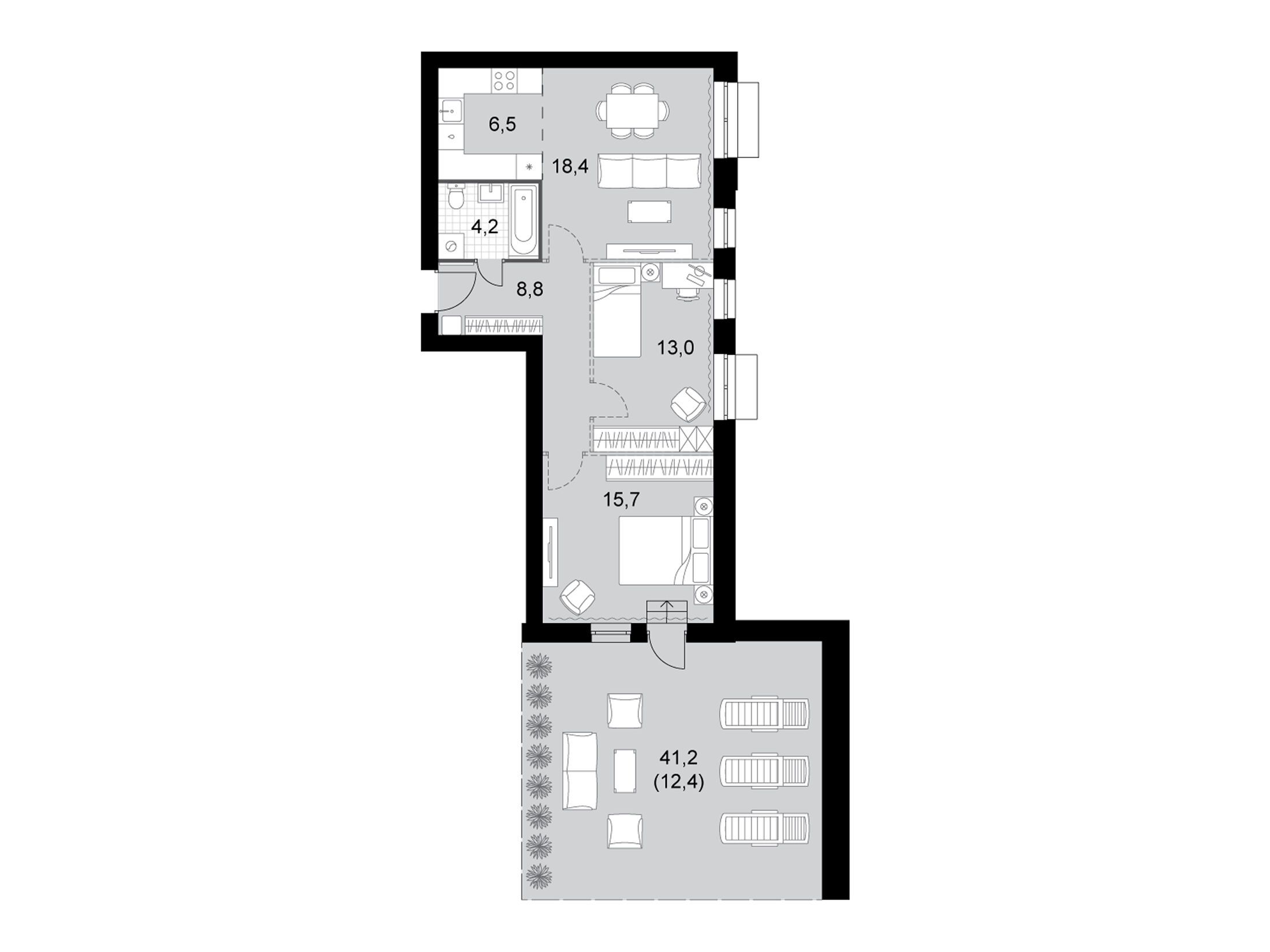 Планировка: 3-комн. квартира 79.00 м² в новостройке ЖК Дубровицы клаб