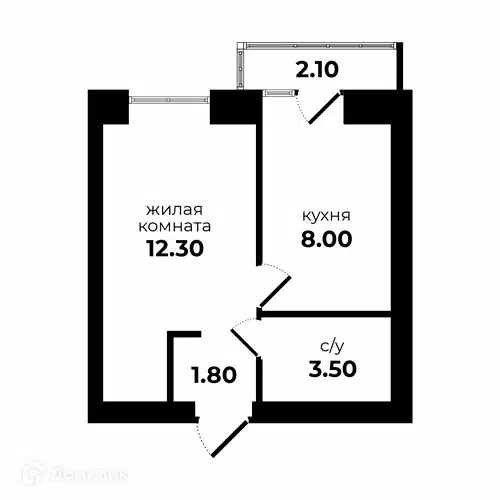 Планировка: 1-комн. квартира 27.70 м² в новостройке По ул. Антона Чехова