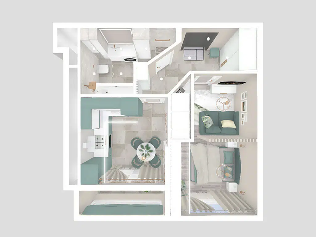 Планировка: 1-комн. квартира 36.50 м² в новостройке По ул. Прекрасная