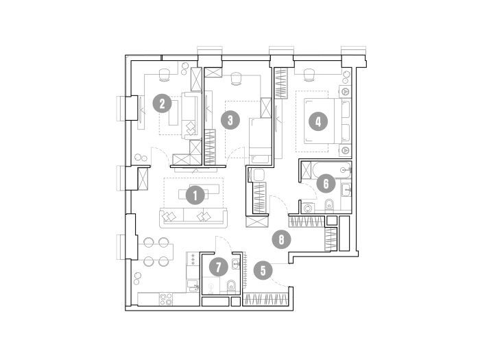 Планировка: 4-комн. квартира 92.50 м² в новостройке Мираполис