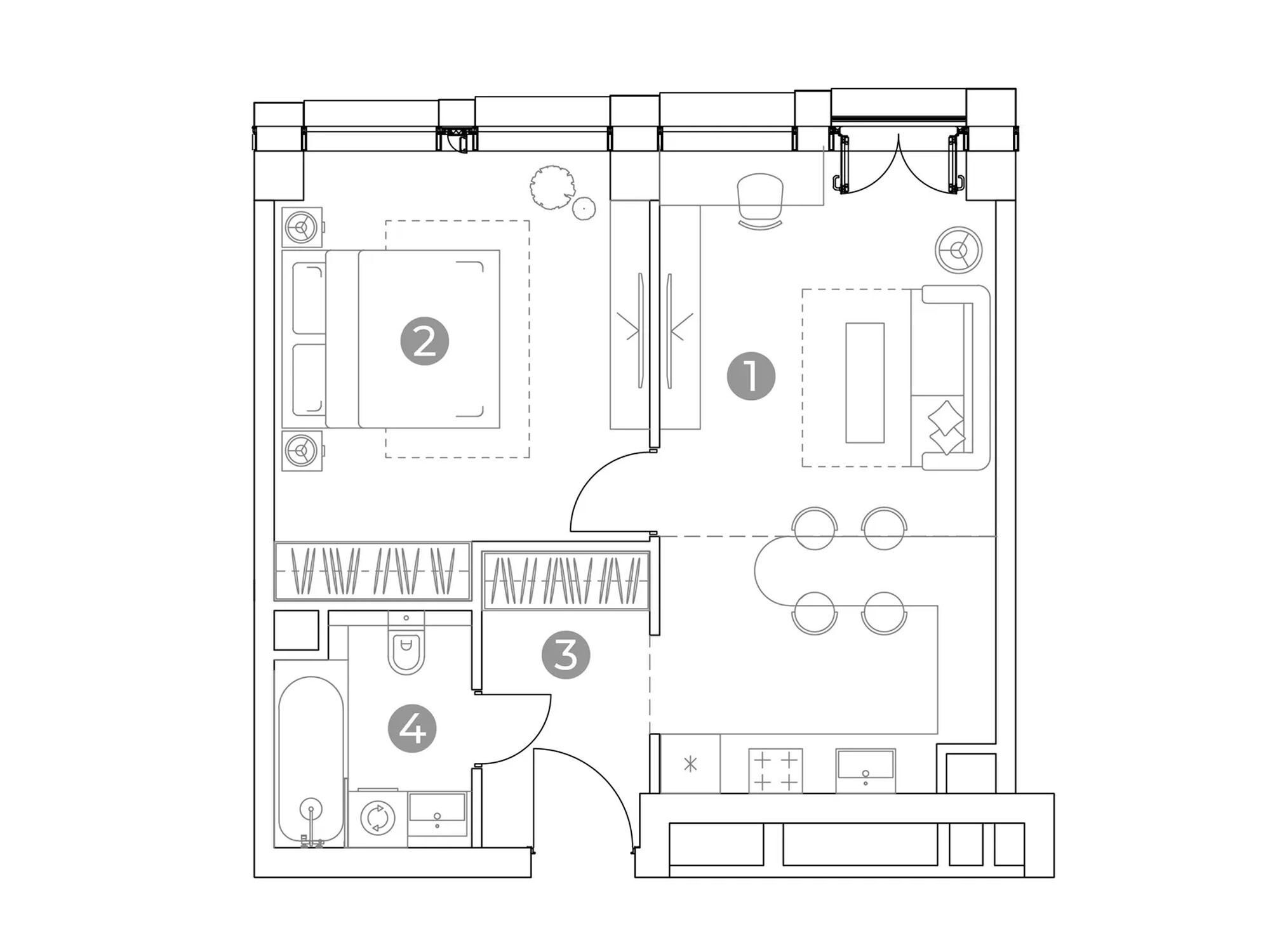Планировка: 2-комн. квартира 46.80 м² в новостройке Эмоушн