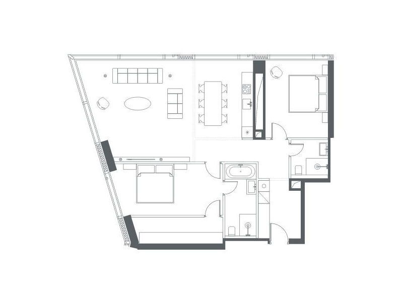 Планировка: 2-комн. квартира 102.70 м² в новостройке Кэпитал Тауэрс