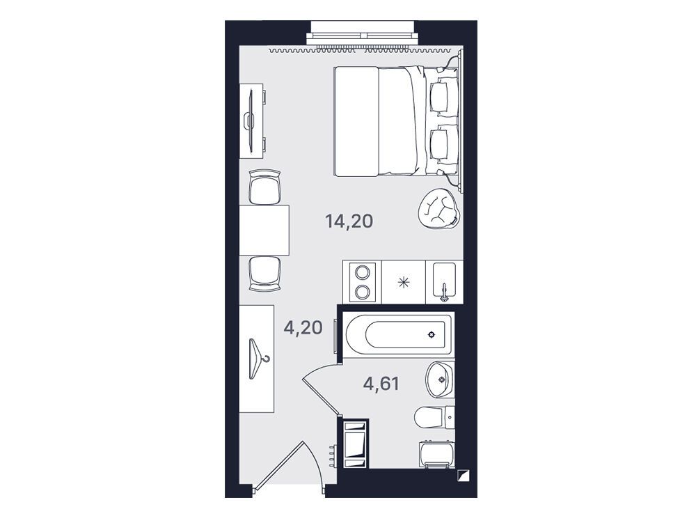 Планировка: Студия 23.01 м² в новостройке Про Молодость