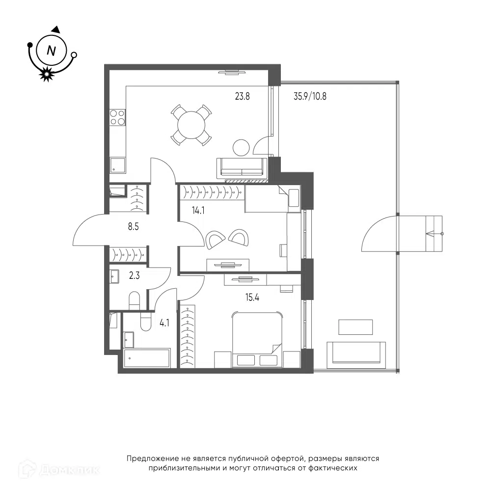 Планировка: 2-комн. квартира 78.30 м² в новостройке Зеленая Река