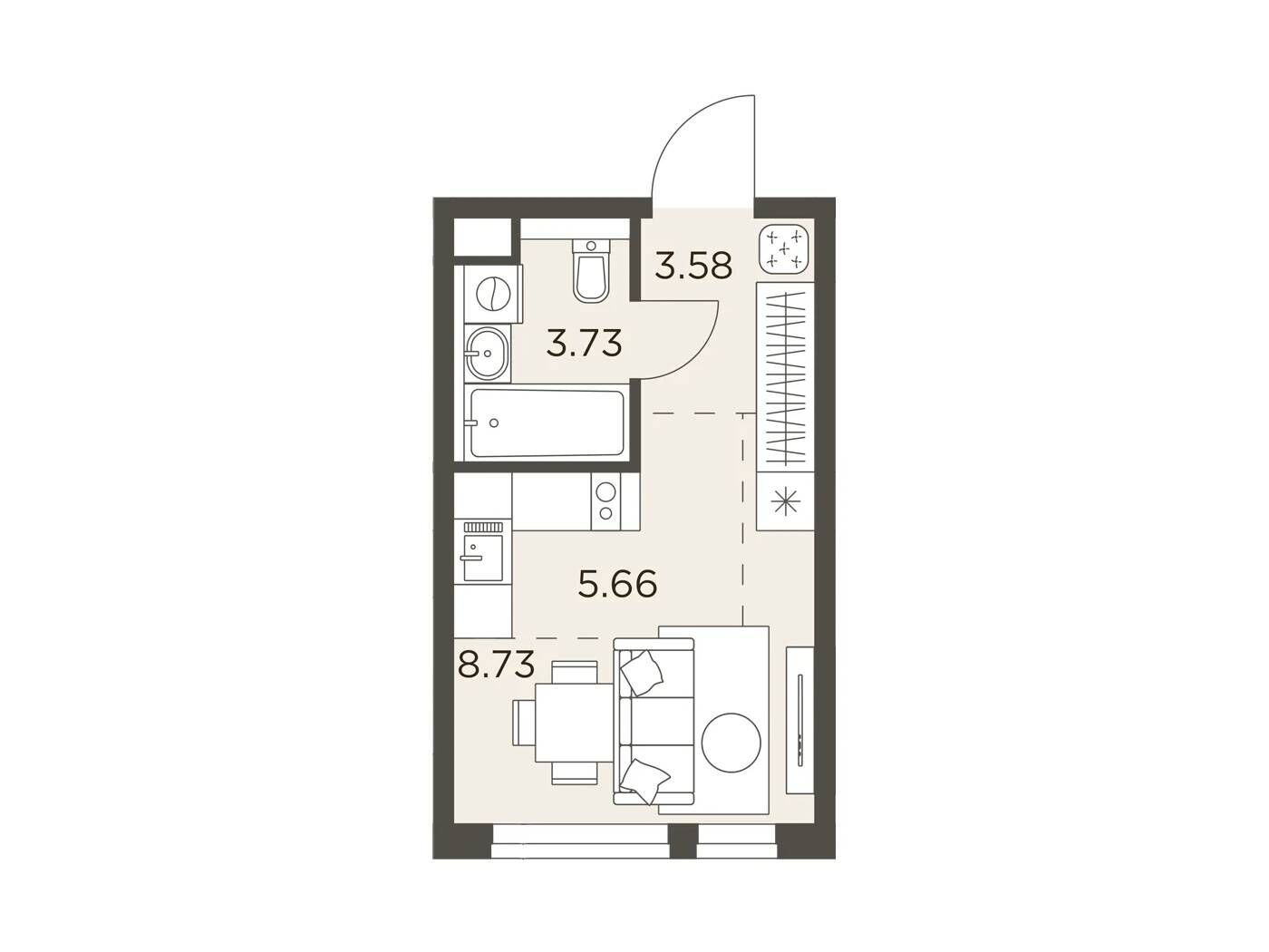 Планировка: Студия 21.70 м² в новостройке Одинград