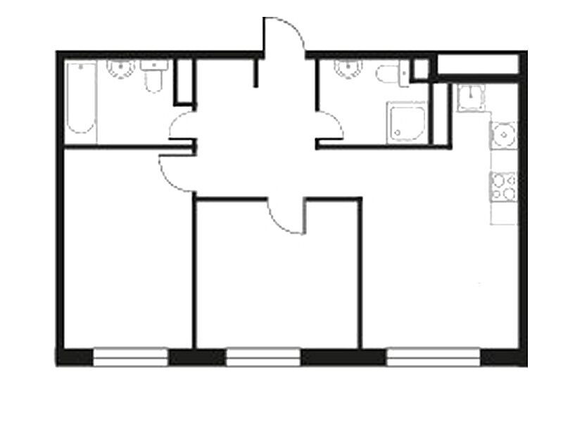 Планировка: 2-комн. квартира 55.29 м² в новостройке Южное Пушкино