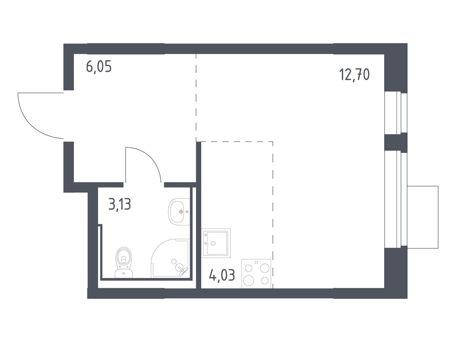 Планировка: Студия 25.91 м² в новостройке ЖК Молжаниново