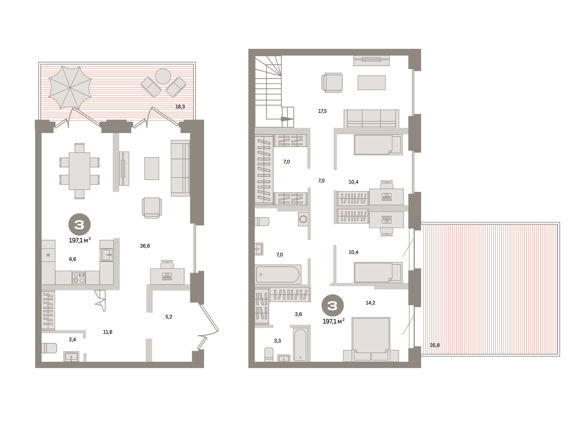 Планировка: 3-комн. квартира 197.10 м² в новостройке Метроном
