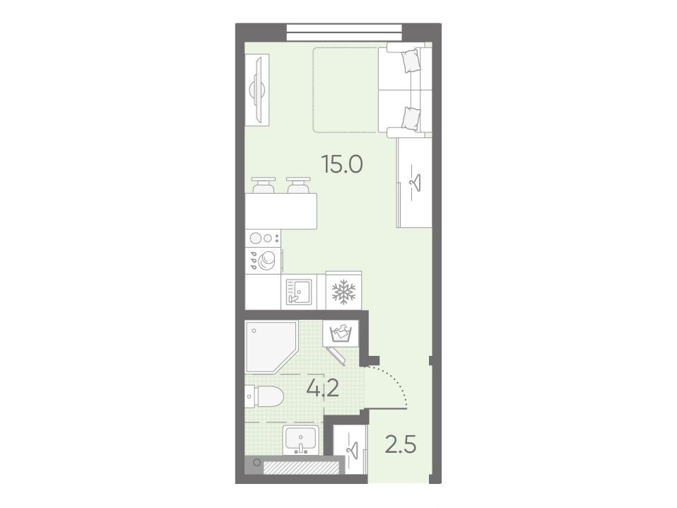 Планировка: Студия 21.70 м² в новостройке Пулково Лайк