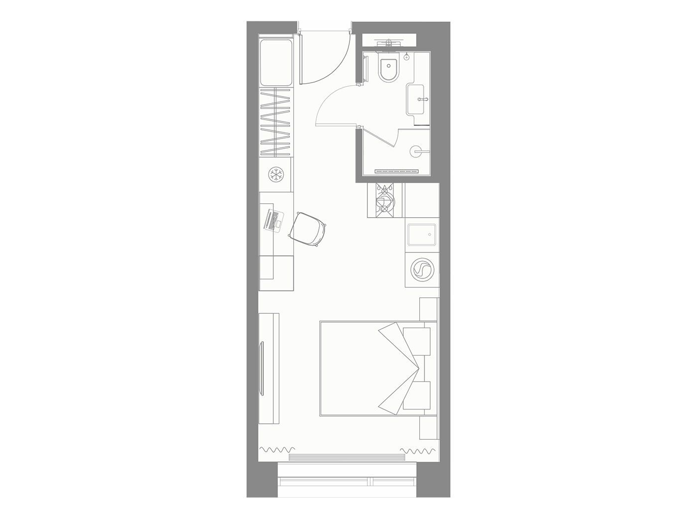 Планировка: Студия 21.91 м² в новостройке ЖК Йес Приморский