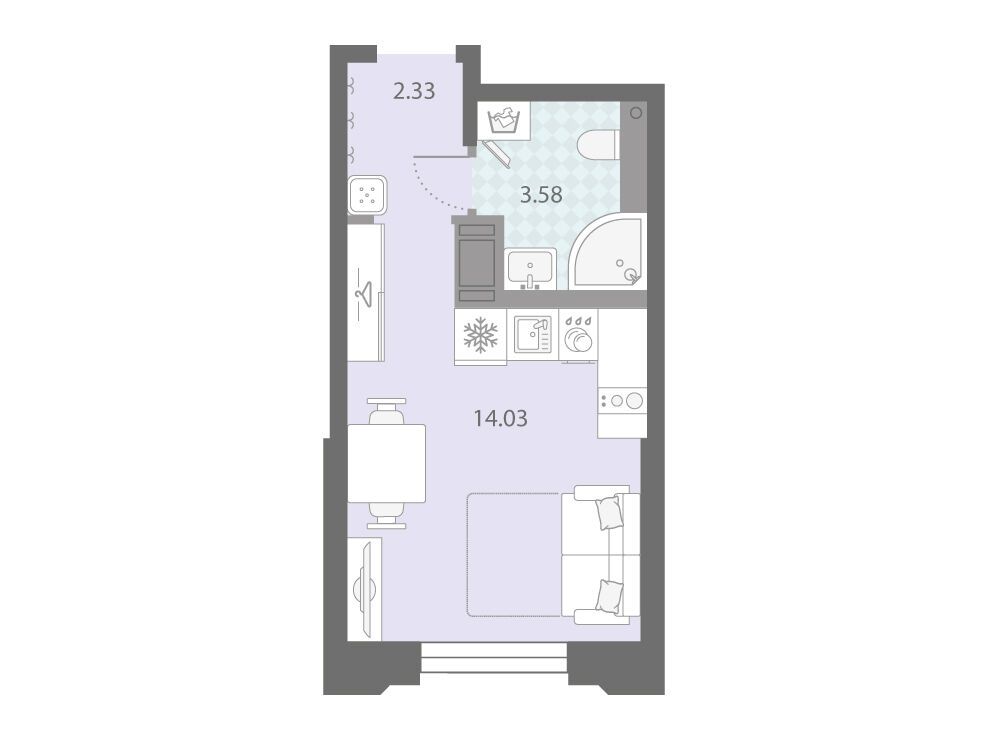 Планировка: Студия 19.94 м² в новостройке Цивилизация на Неве