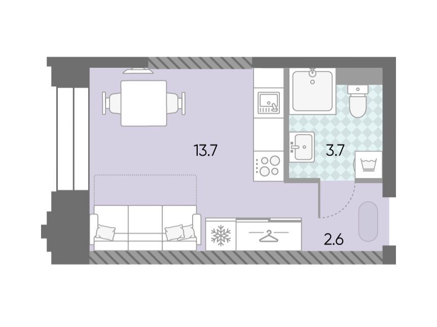 Планировка: Студия 20.00 м² в новостройке ЖК ЗИЛАРТ