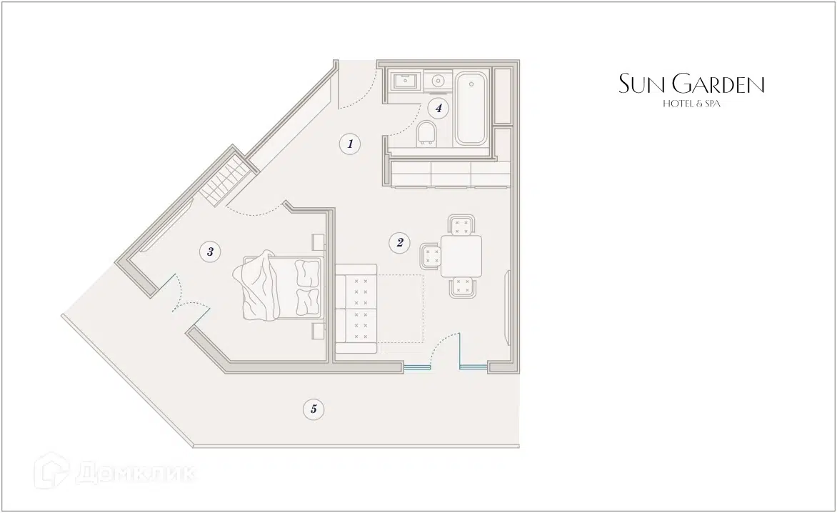 Планировка: 3-комн. квартира 64.00 м² в новостройке Сан Гарден
