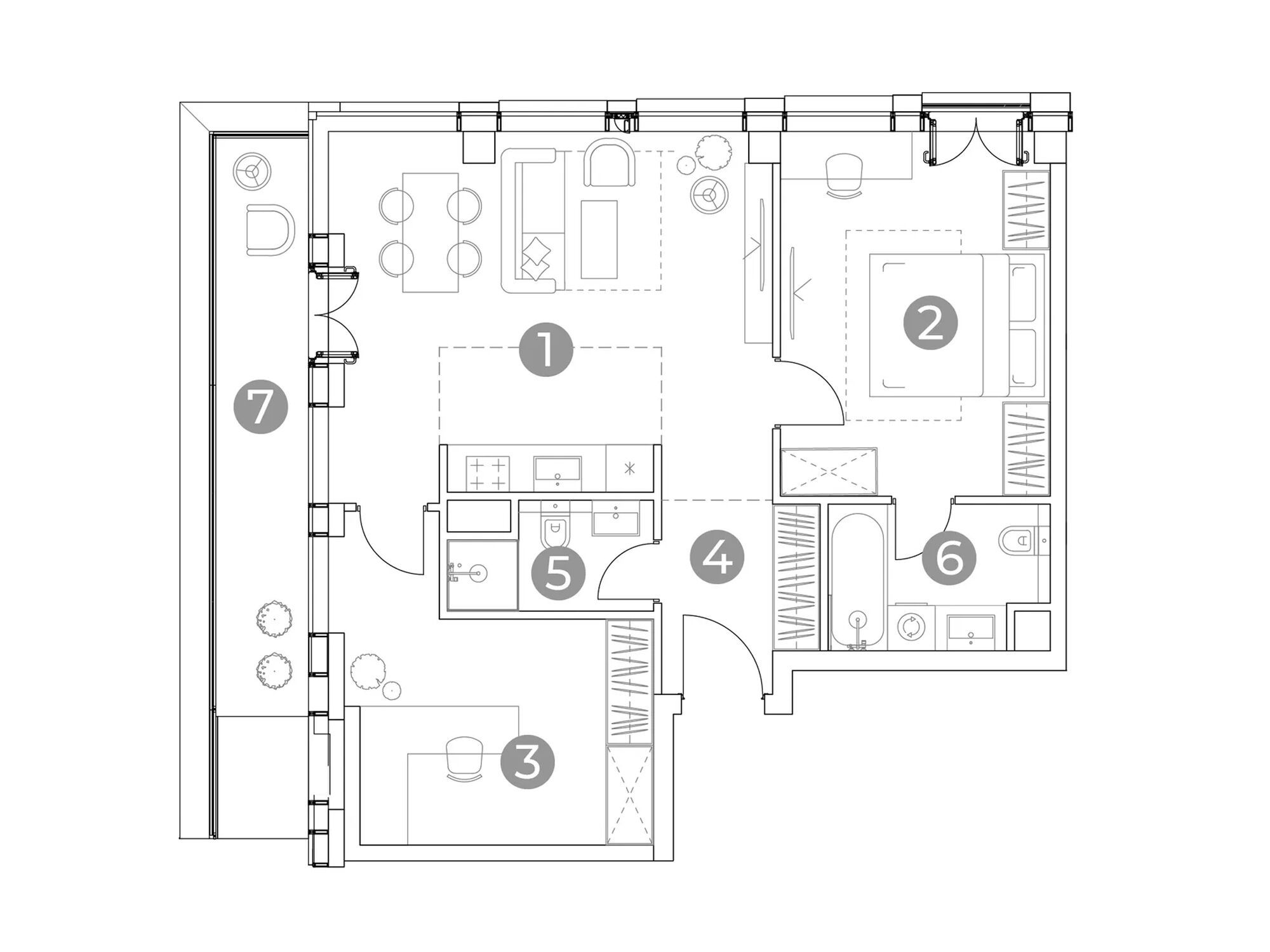 Планировка: 3-комн. квартира 73.50 м² в новостройке Эмоушн