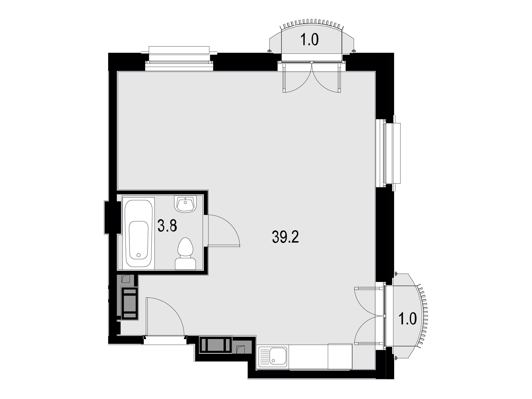 Планировка: 2-комн. квартира 46.00 м² в новостройке Велтон спа Резиденс