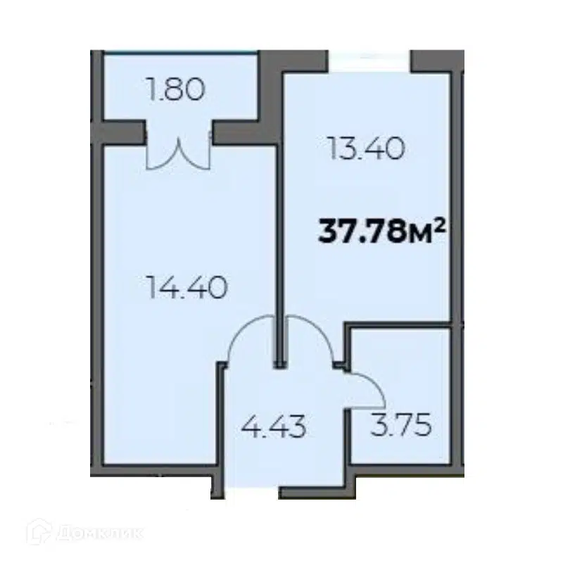 Планировка: 1-комн. квартира 37.78 м² в новостройке Центральный Двор