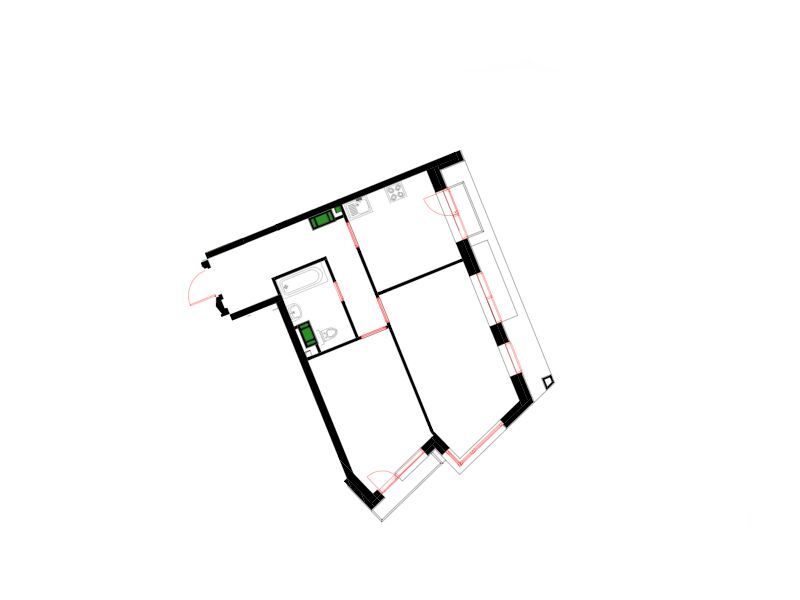 Планировка: 2-комн. квартира 59.40 м² в новостройке Новая Звезда