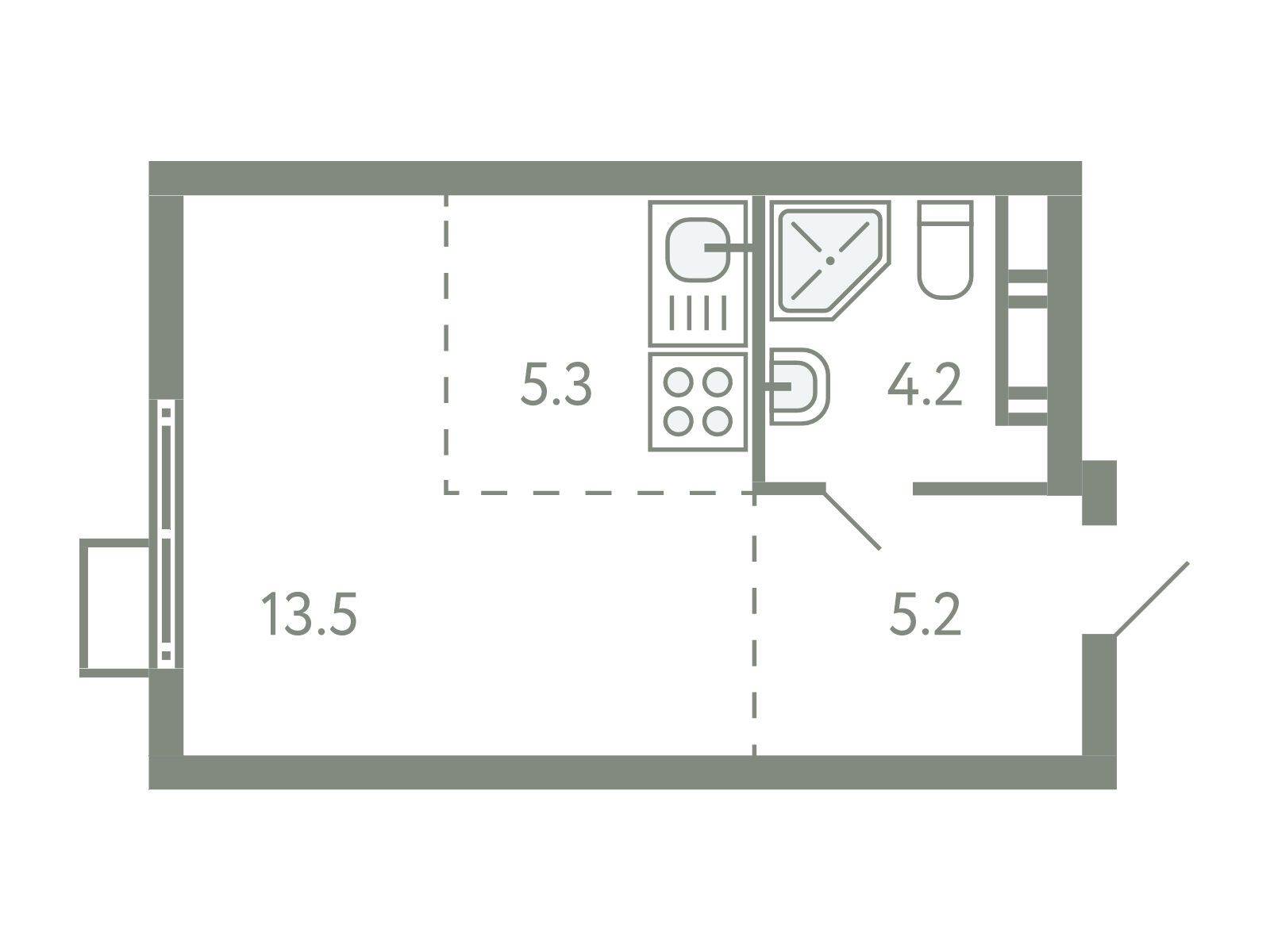 Планировка: Студия 27.70 м² в новостройке Ново-Молоково