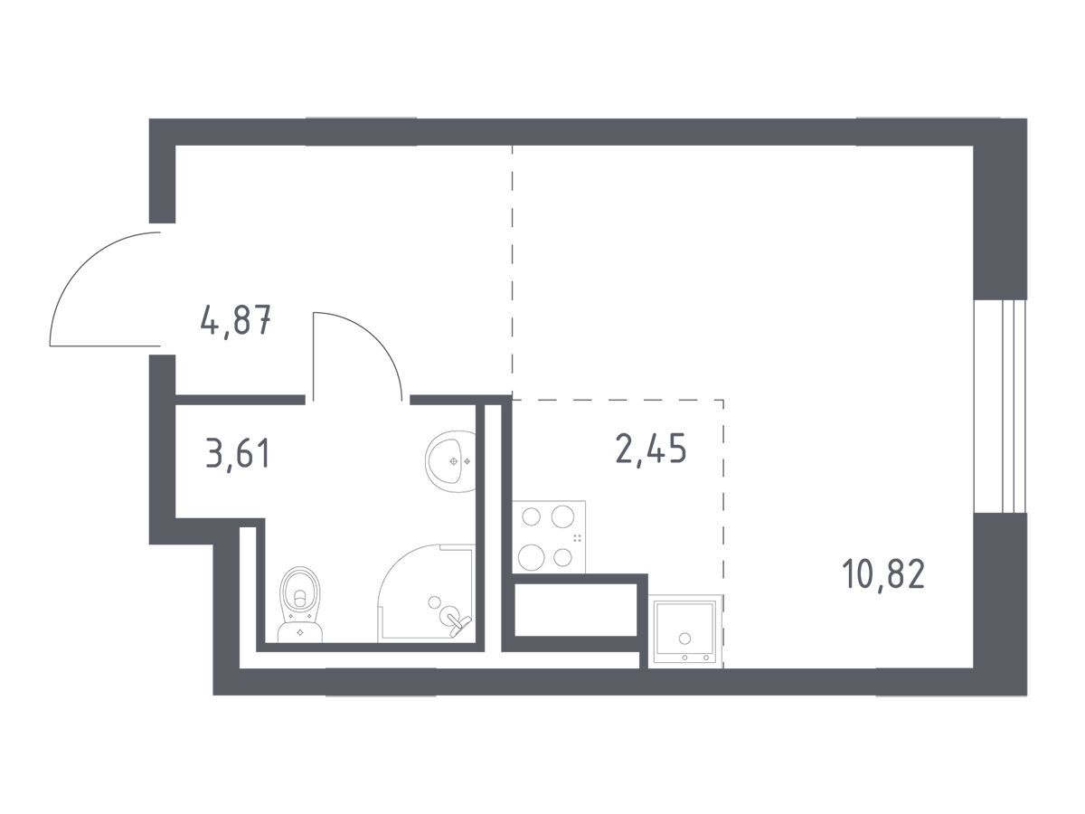 Планировка: Студия 21.75 м² в новостройке Лаголово