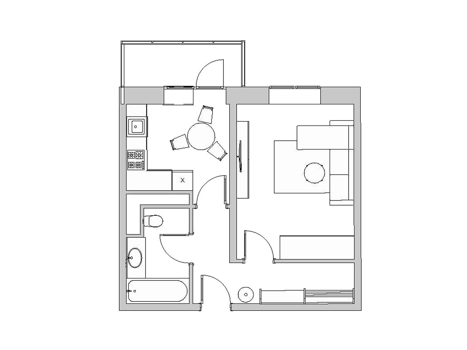 Планировка: 1-комн. квартира 40.10 м² в новостройке Высокий берег