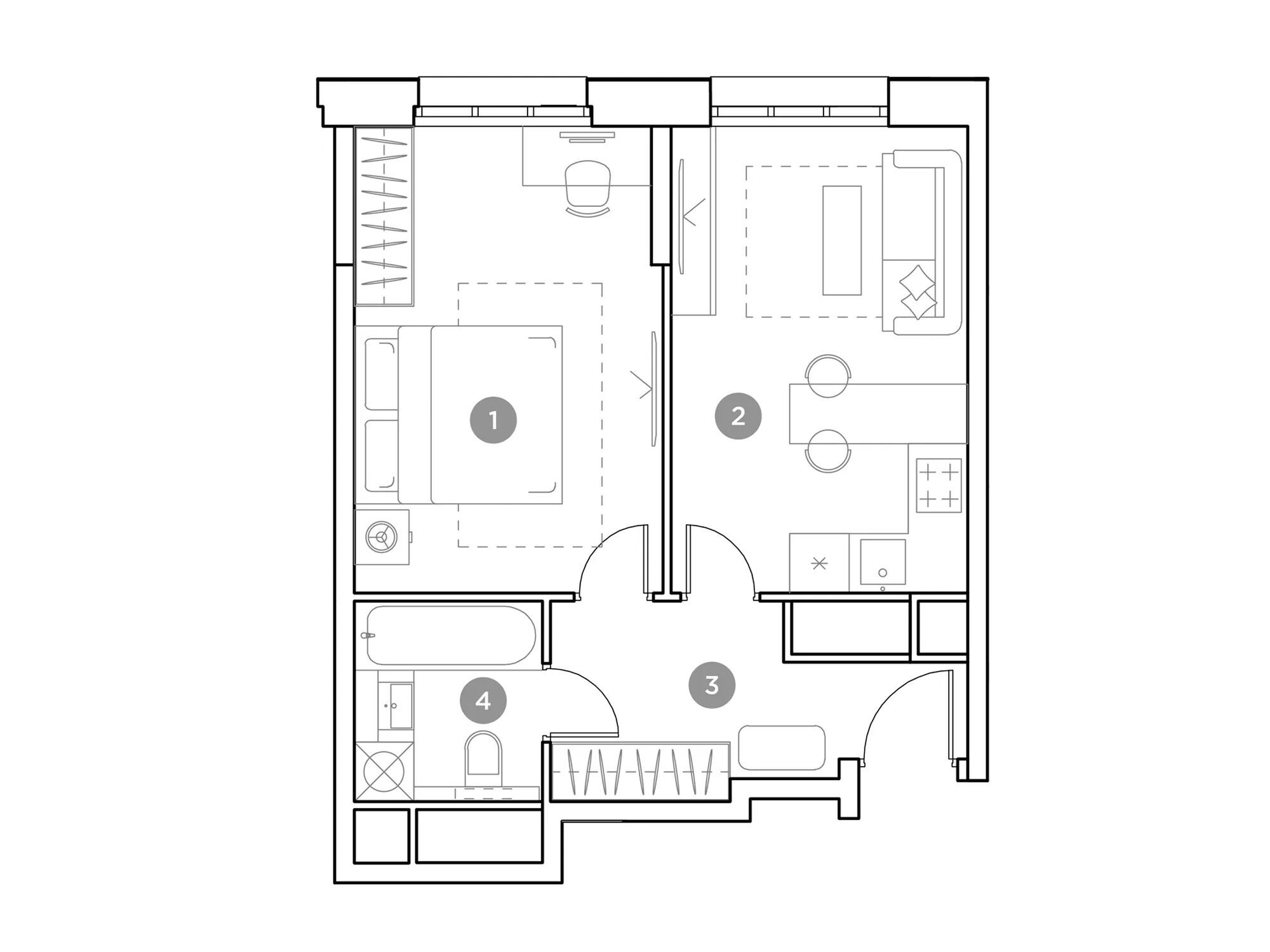 Планировка: 1-комн. квартира 39.40 м² в новостройке ЖК Гоголь Парк