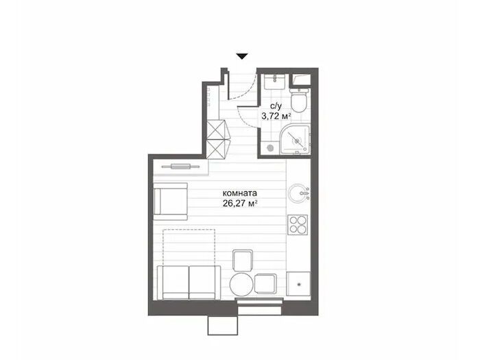 Планировка: Студия 29.80 м² в новостройке СитиМикс Новокосино