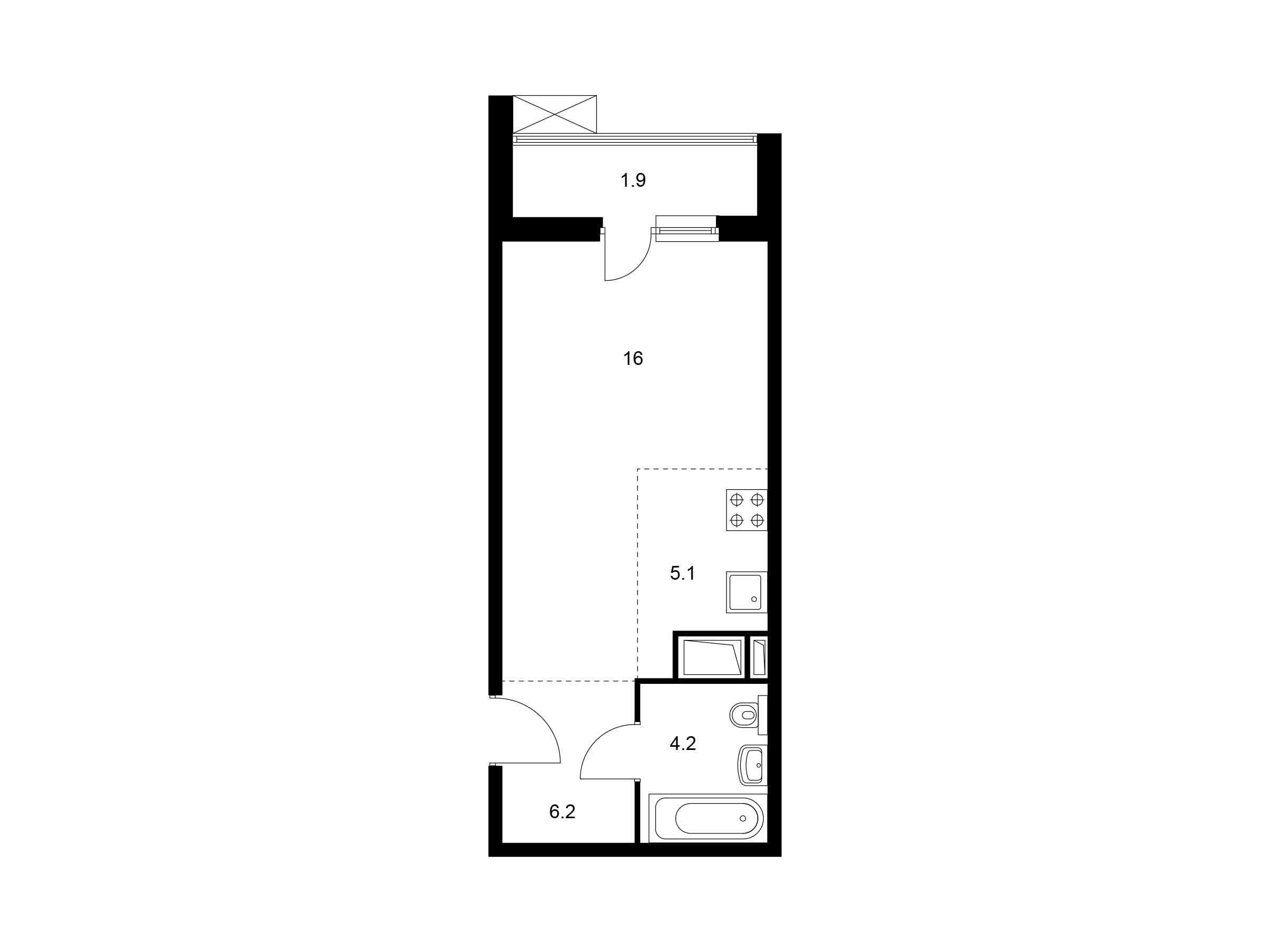 Планировка: Студия 33.40 м² в новостройке Митинский лес
