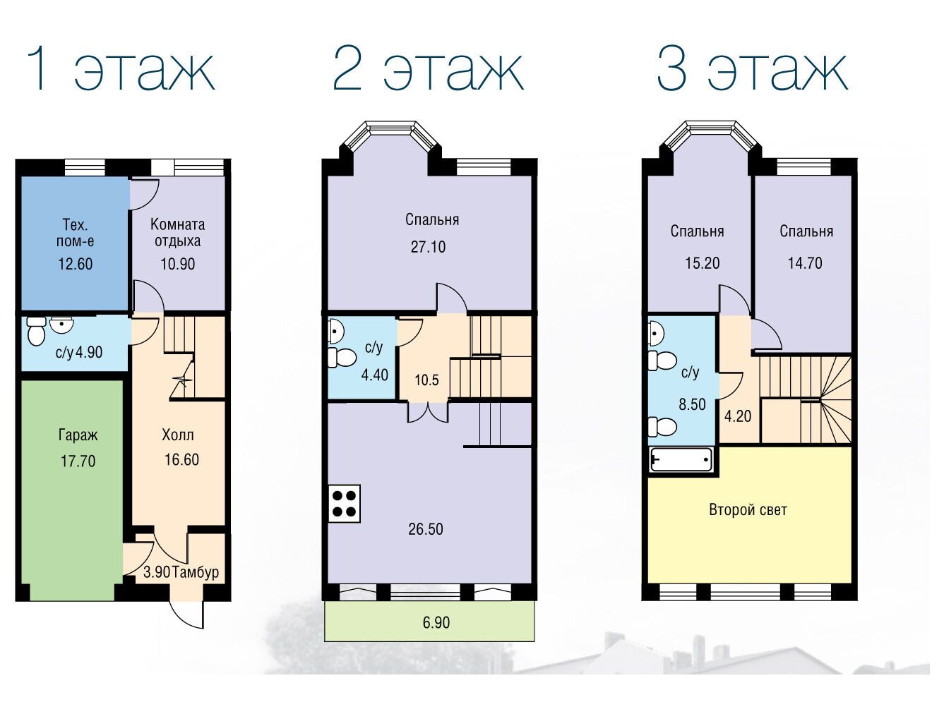 Планировка: 3-комн. квартира 174.10 м² в новостройке Лахта