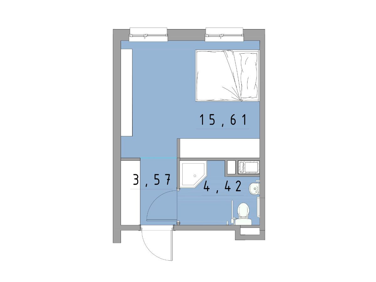 Планировка: Студия 23.60 м² в новостройке Космос Смарт Южный
