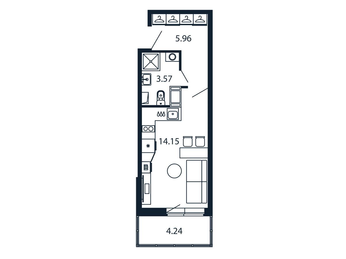 Планировка: Студия 23.20 м² в новостройке Полис ЛАВрики