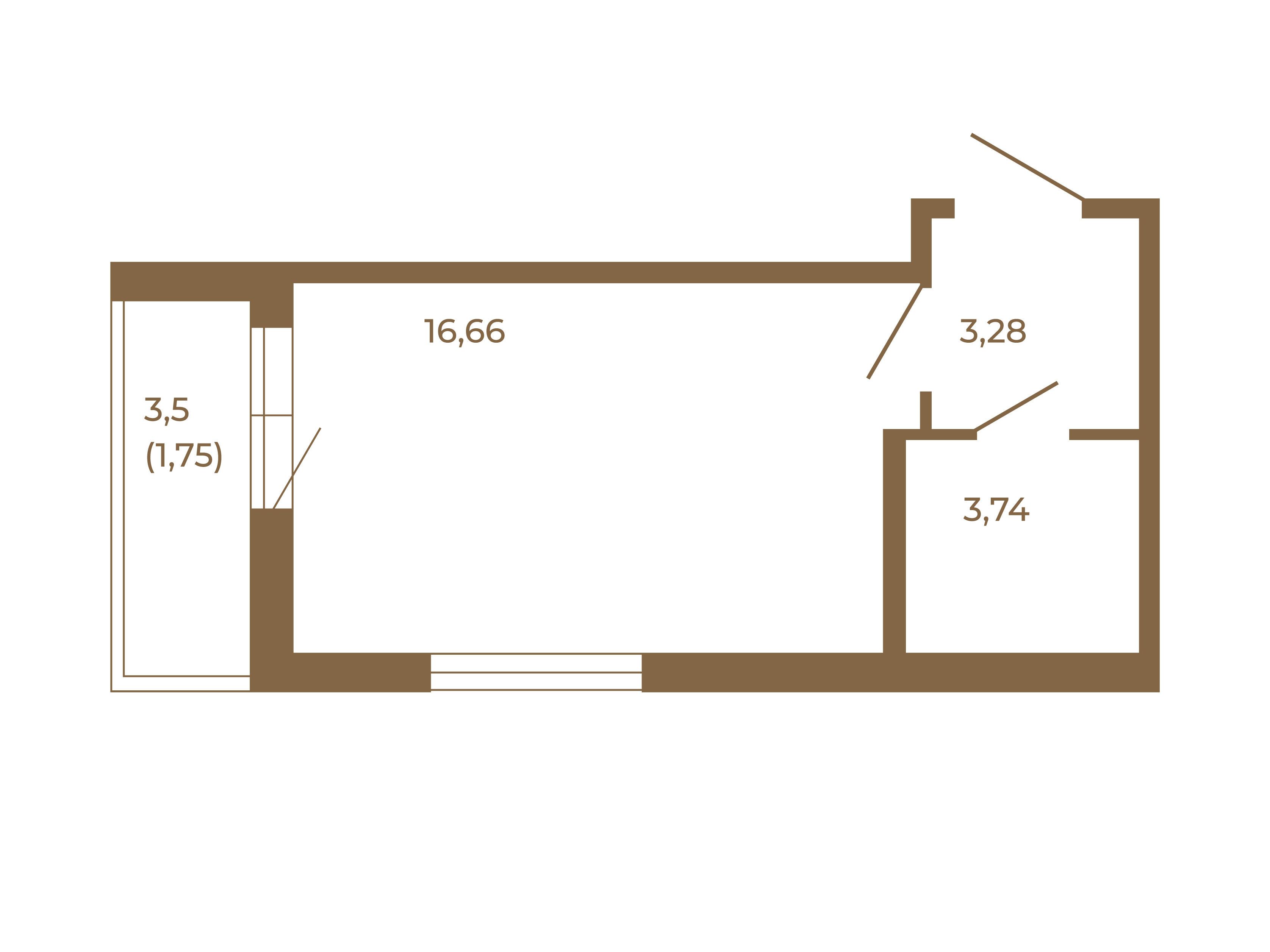 Планировка: Студия 25.43 м² в новостройке Новая история