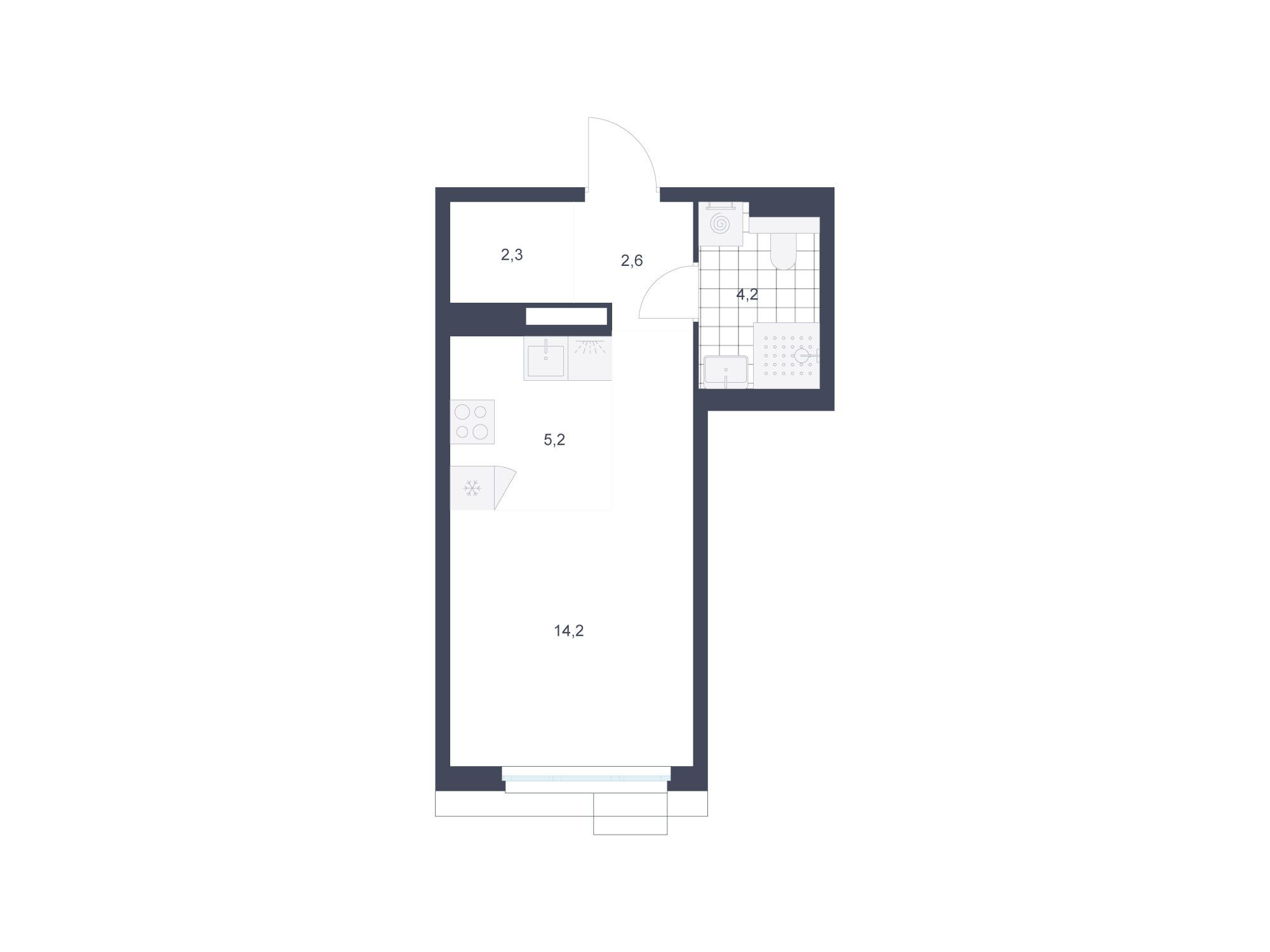 Планировка: Студия 28.50 м² в новостройке Скандинавия