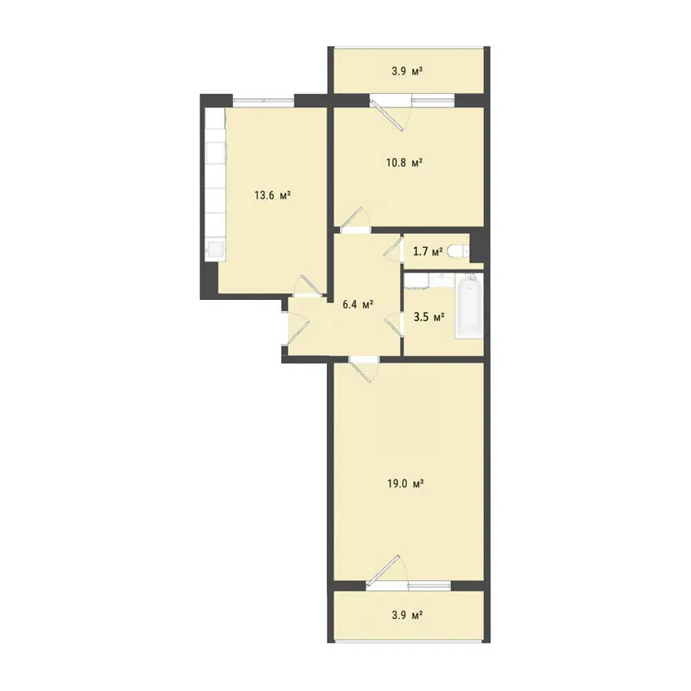 Планировка: 2-комн. квартира 55.10 м² в новостройке Сады Наука