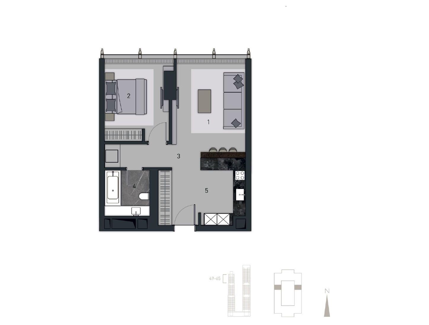 Планировка: 2-комн. квартира 60.20 м² в новостройке Нева Тауэрс