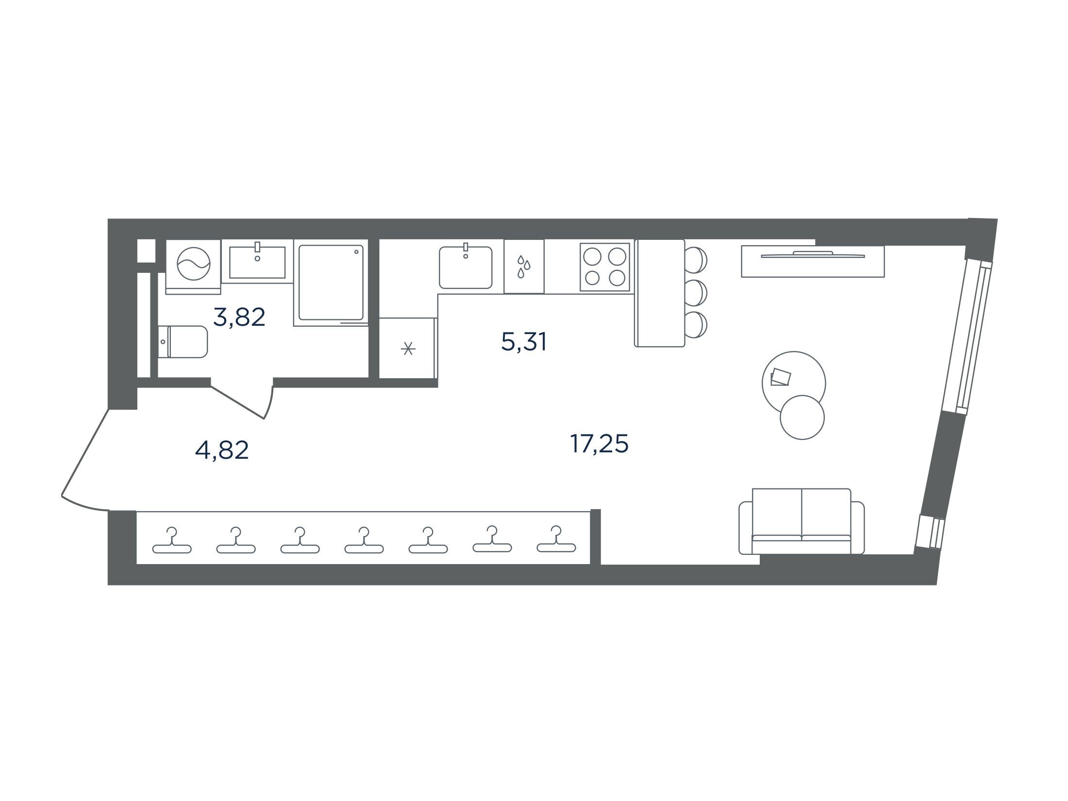 Планировка: 1-комн. квартира 31.20 м² в новостройке Сикрет Гарден