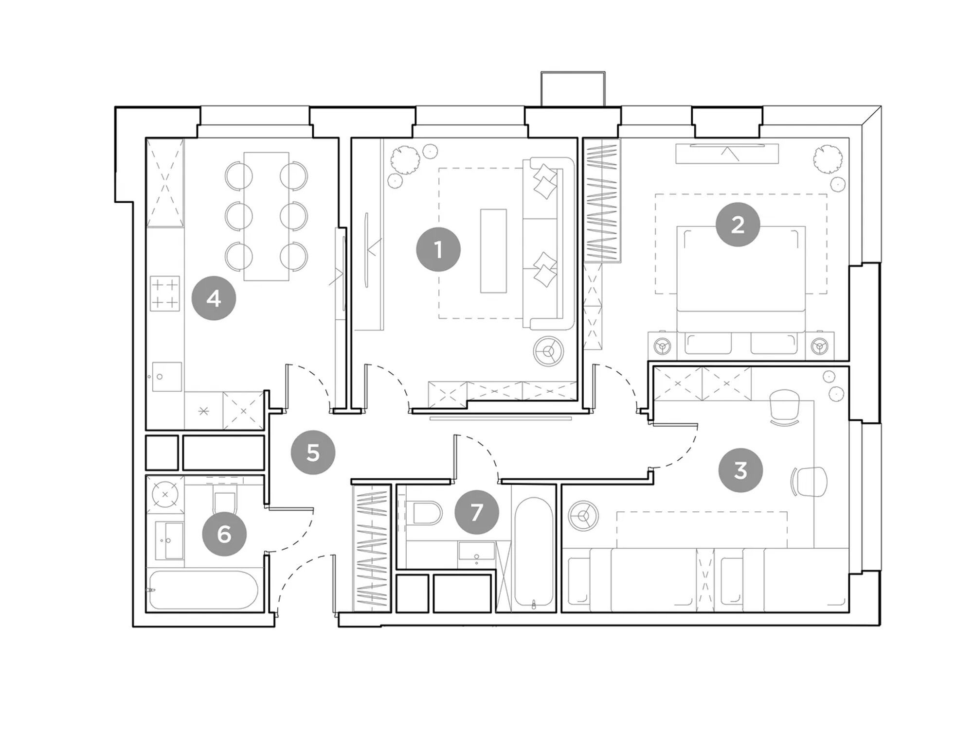 Планировка: 3-комн. квартира 75.80 м² в новостройке ЖК Гоголь Парк