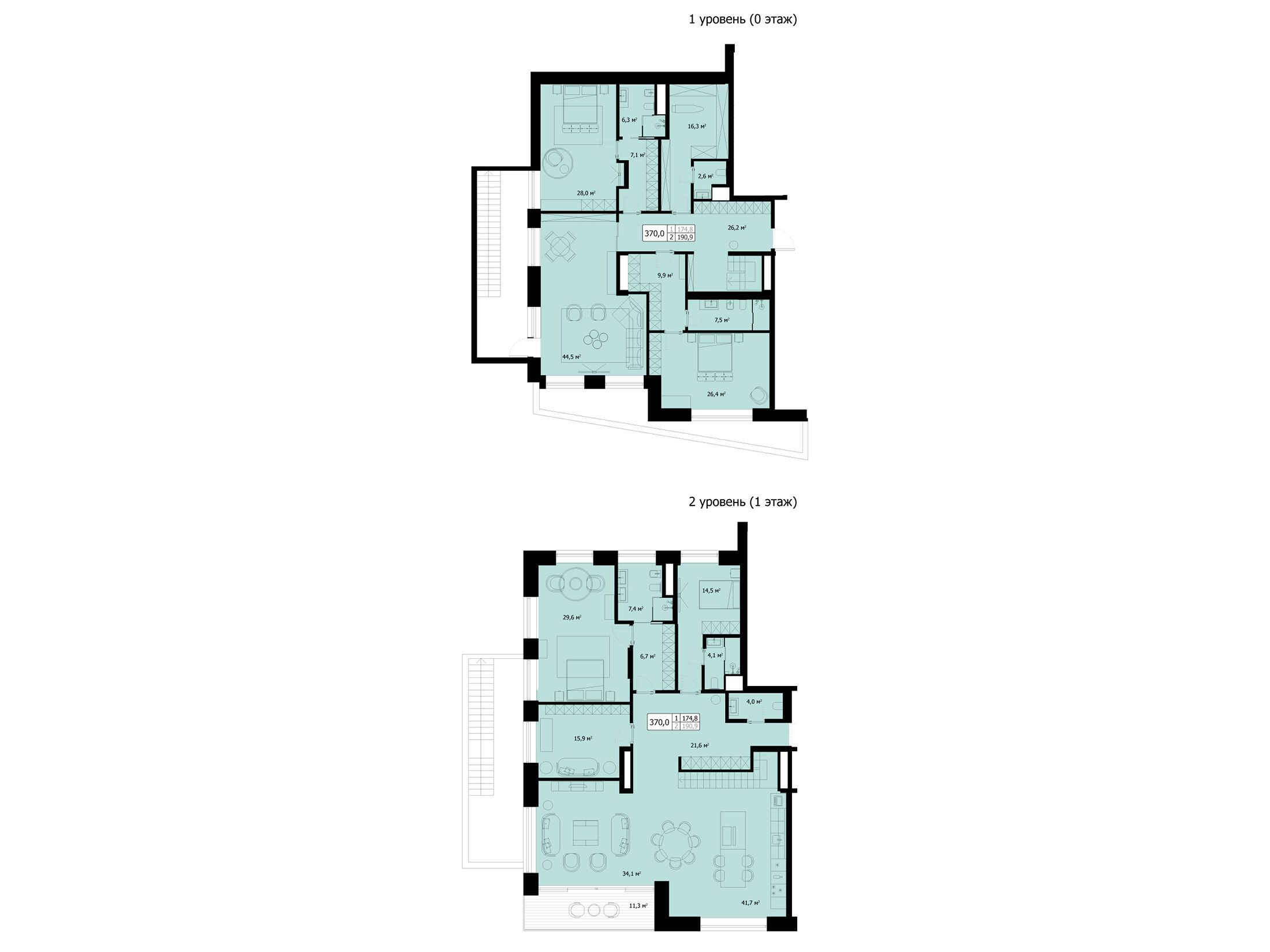 Планировка: 5-комн. квартира 354.00 м² в новостройке Вудс