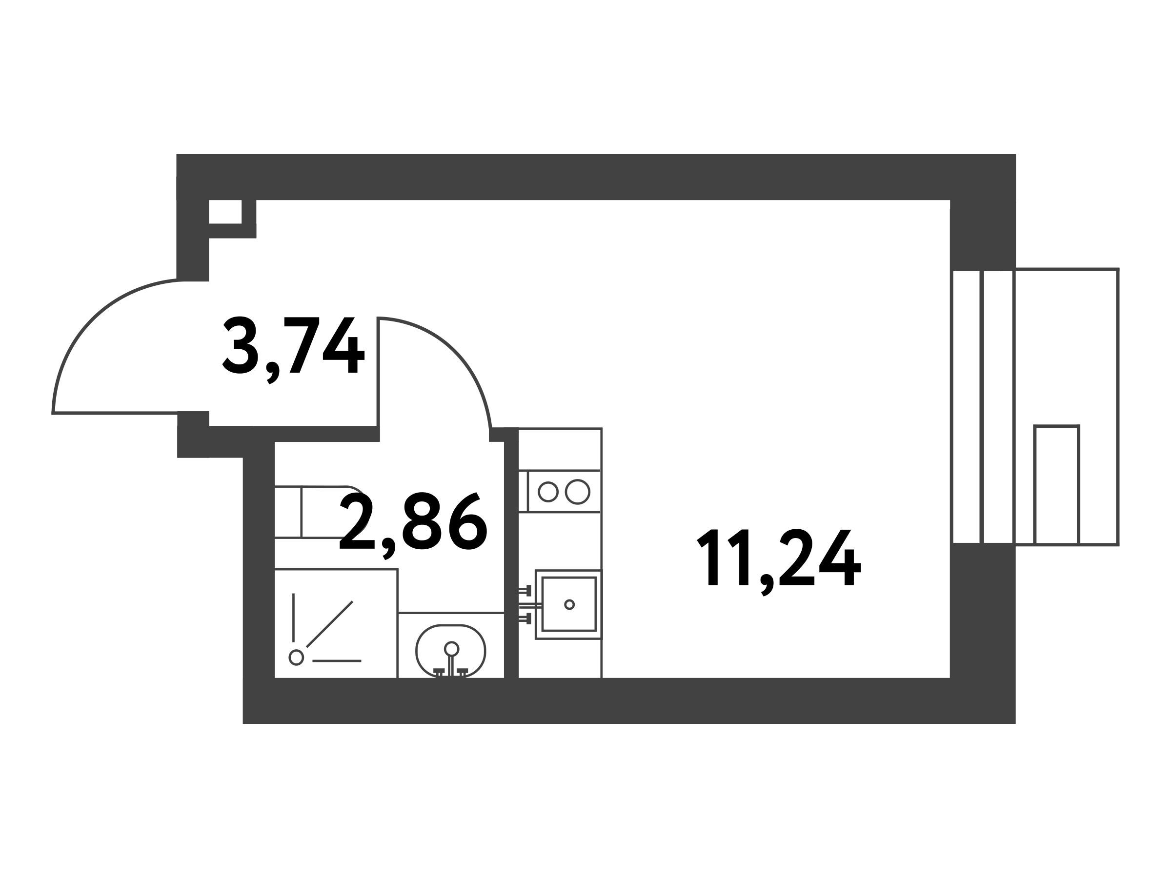 Планировка: Студия 17.80 м² в новостройке Смарт Гарден