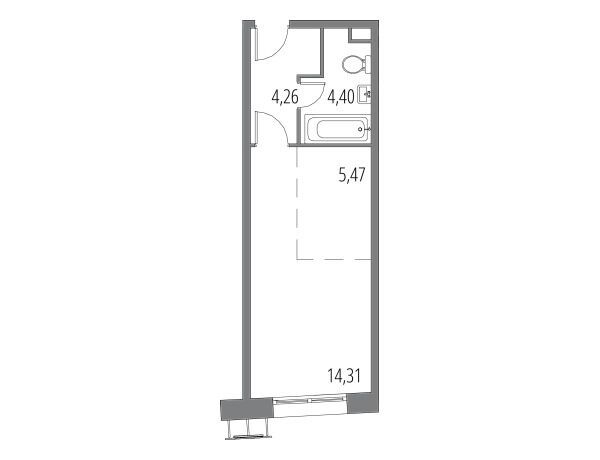 Планировка: Студия 28.44 м² в новостройке Малые Вешки