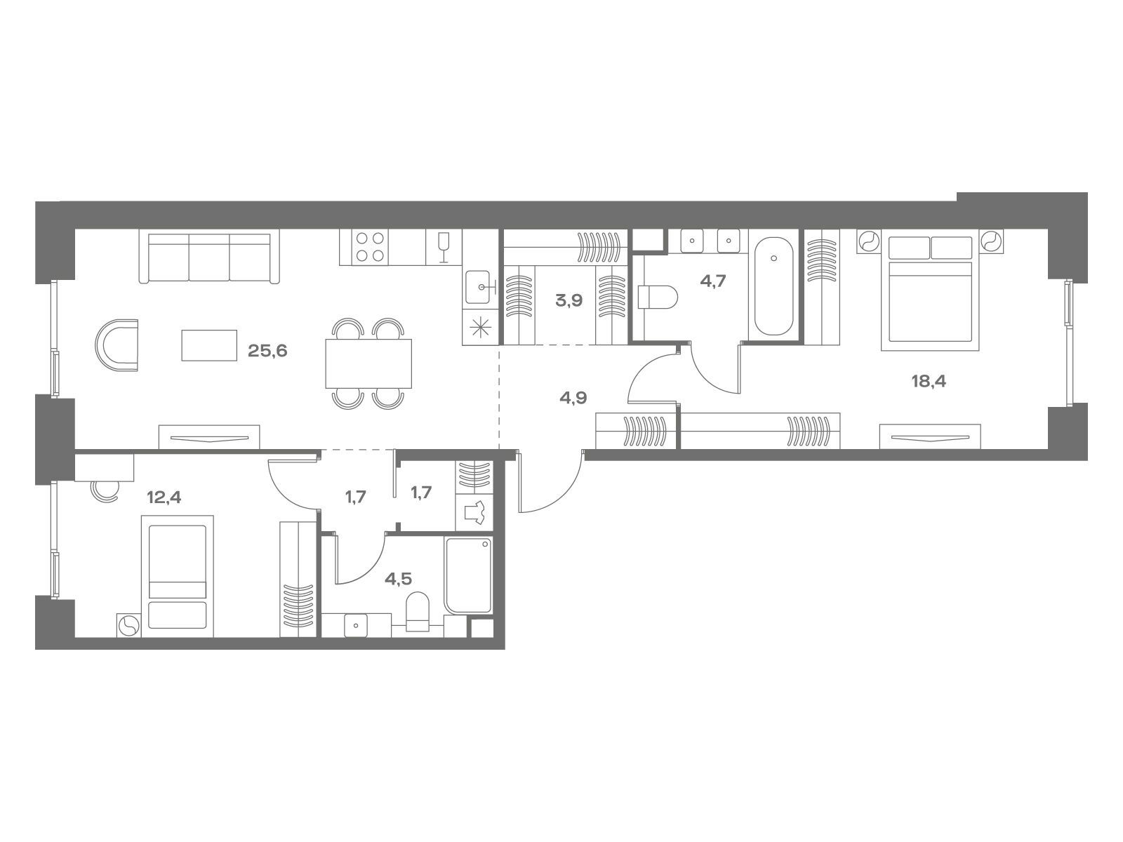 Планировка: 2-комн. квартира 77.80 м² в новостройке ЖК Соул